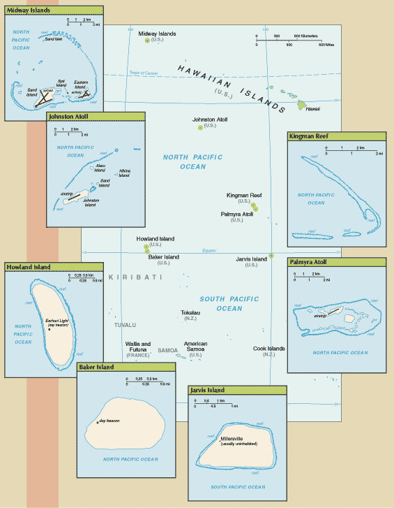 Map of United States Pacific Island Wildlife Refuges