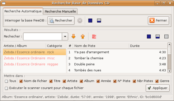 image fenêtre Recherche automatique