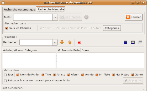 image fenêtre Recherche manuelle