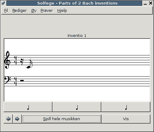 Screenshot of the program running the dictation exercise.
