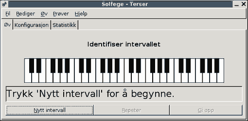 Screenshot of the program practising intervals using the buttons interface.