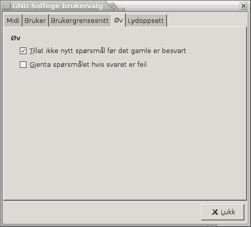 Screenshot of the 'Practise' page of the preferences window.