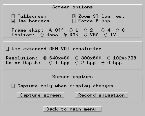Hatari's GUI - the screen dialog