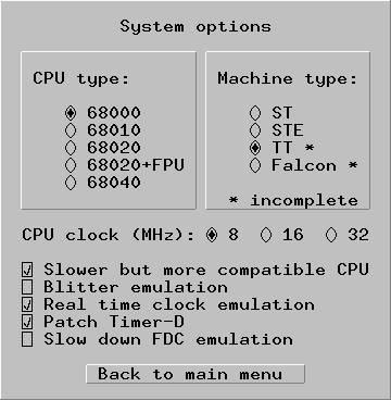 Hatari's GUI - the system dialog