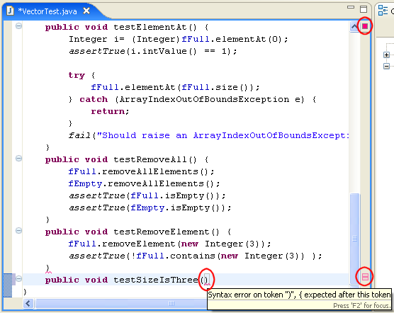 Error annotations in overview ruler