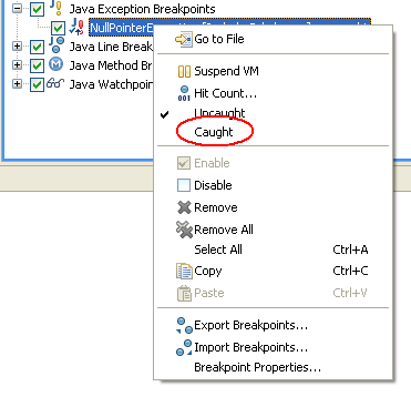 Caught context action