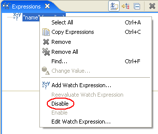 Disable Watch Expression