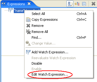 Edit Watch Expression