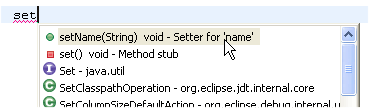 Content assist for creating a setter