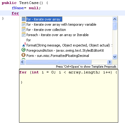 Content assist with new method template proposals