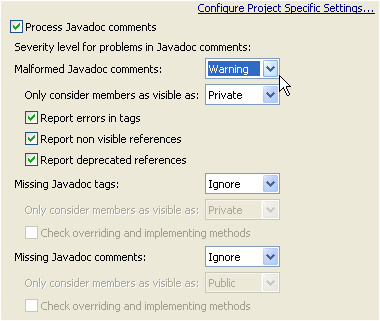 Javadoc preference page