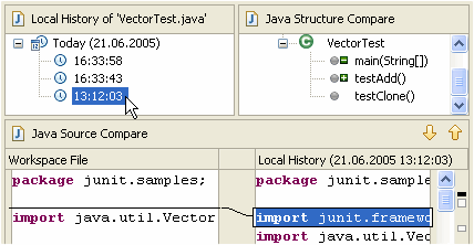 Replace form local history dialog