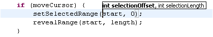 Parameter hint hover