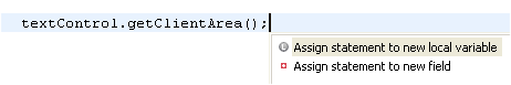 'Assign statement to local variable' quick assist