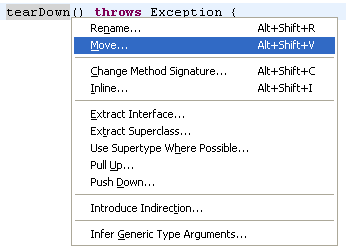 Quick refactoring menu