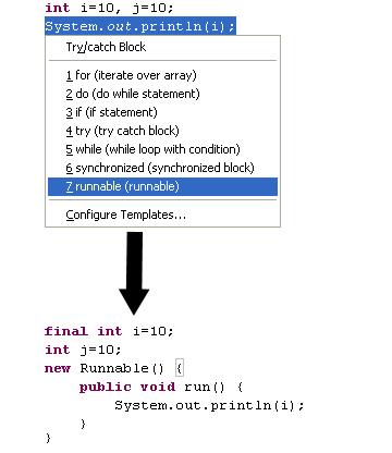 Surround with runnable code transformation