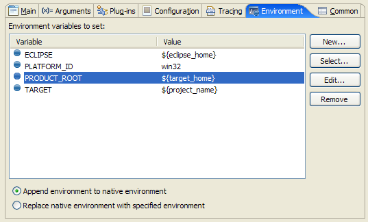 Environment Tab