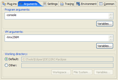 Equinox Arguments Tab
