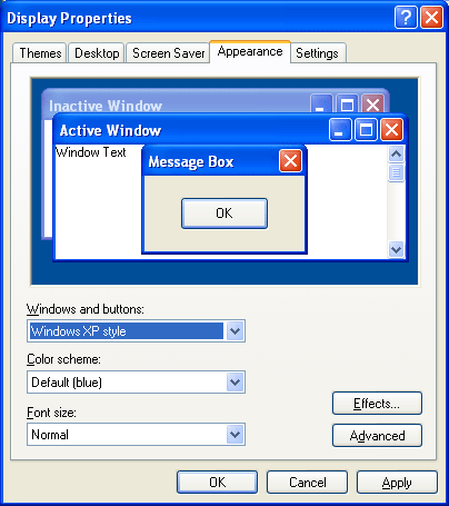Picture showing a theme from the operating system