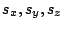 $s_x,s_y,s_z$