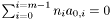 $\sum_{i=0}^{i=m-1}n_ia_{0,i} = 0$