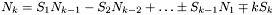 \[ N_k = S_1N_{k-1} - S_2N_{k-2} + \ldots \pm S_{k-1}N_1 \mp kS_k \]