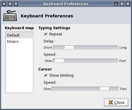 Shows keyboard settings dialog.
	  