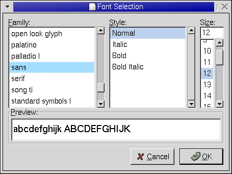 FontSelectionDialog